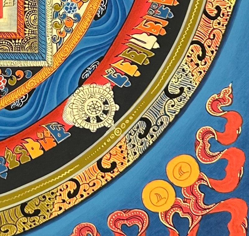 Kalachakra Mandala thangka, detail: bottom-right corner