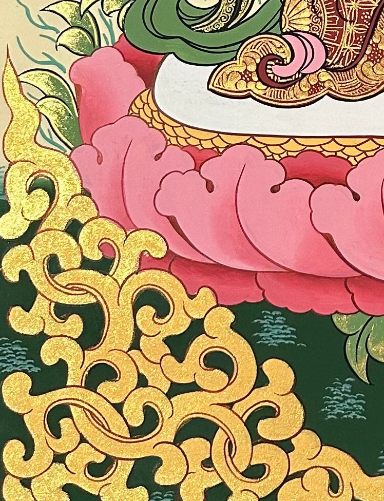Manjushri thangka, detail: bottom-left corner