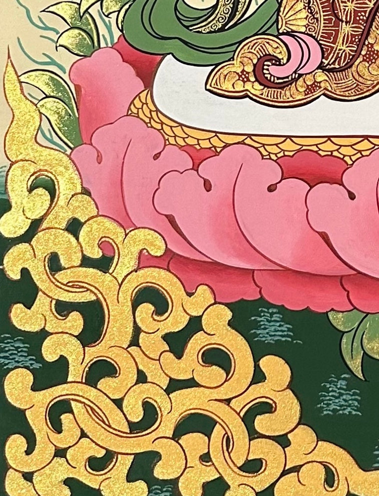 Manjushri thangka, detail: bottom-left corner