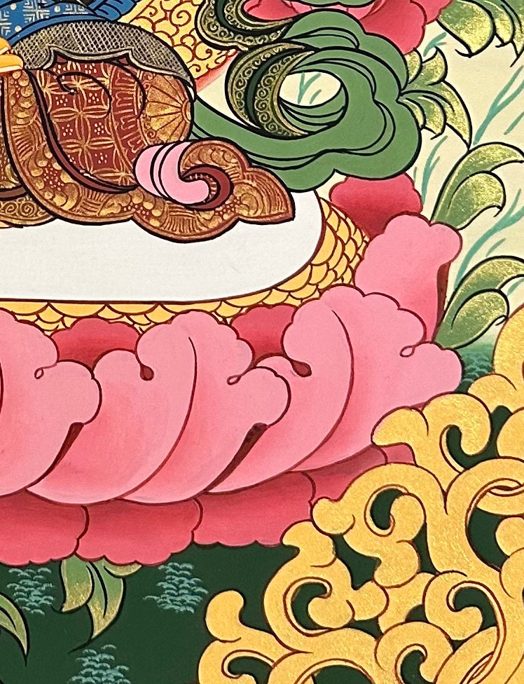 Manjushri thangka, detail: bottom-right corner