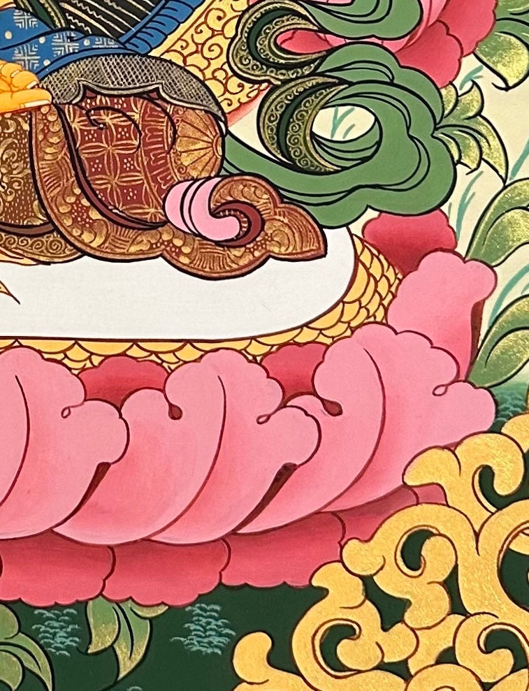 Manjushri thangka, detail: bottom-right corner