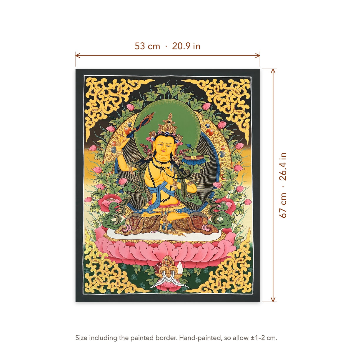 Size diagram: 53 × 67 cm (20.9 × 26.4 in), including the painted border
