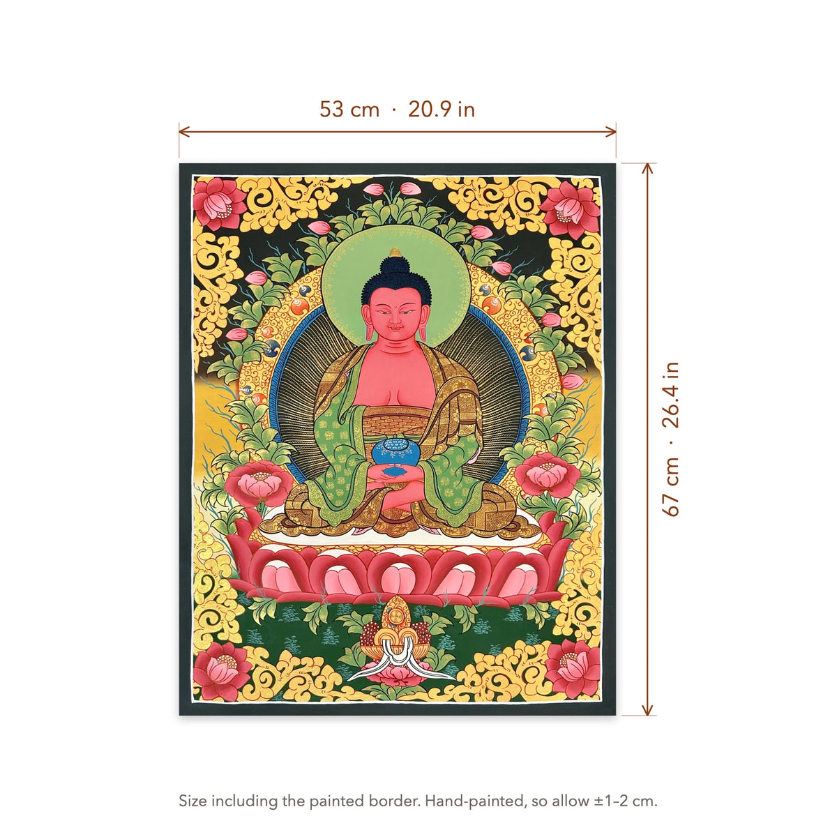 Size diagram: 53 × 67 cm (20.9 × 26.4 in), including the painted border