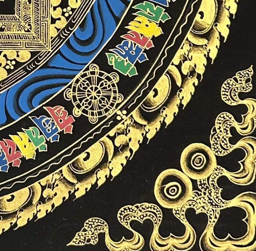 Kalachakra Mandala thangka, detail: bottom-right corner