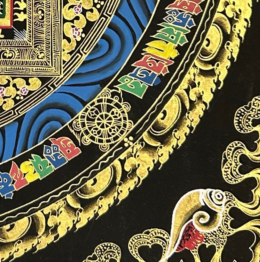 Kalachakra Mandala thangka, detail: bottom-right corner
