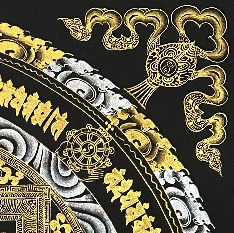 Kalachakra Mandala thangka, detail: top-right corner