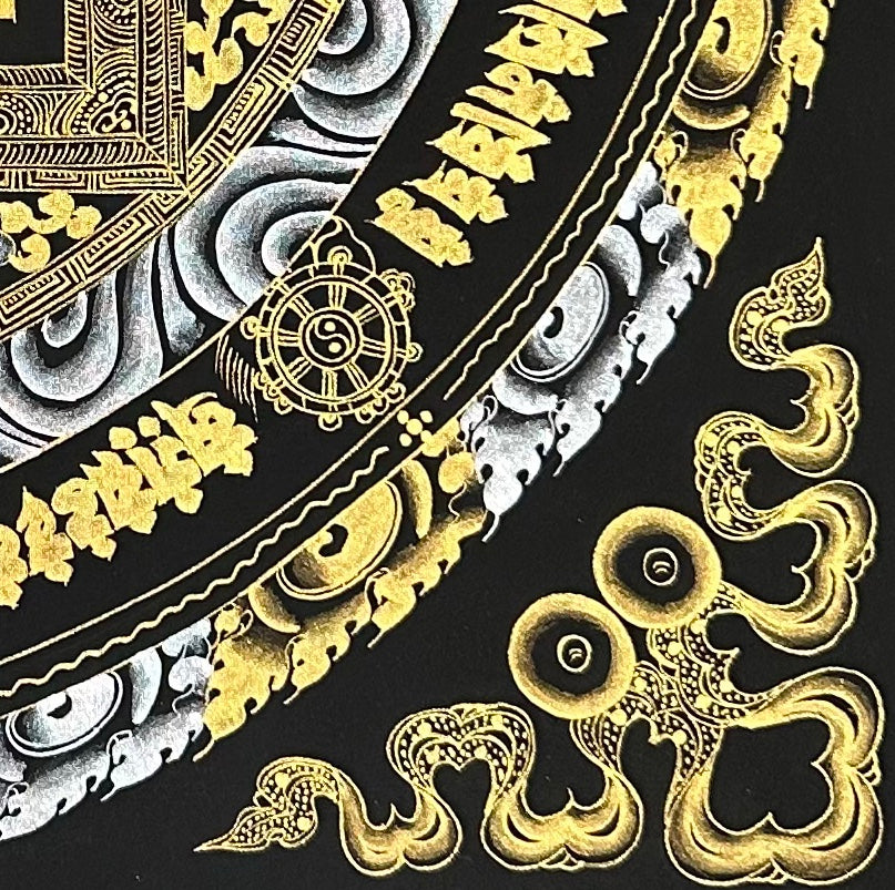 Kalachakra Mandala thangka, detail: bottom-right corner