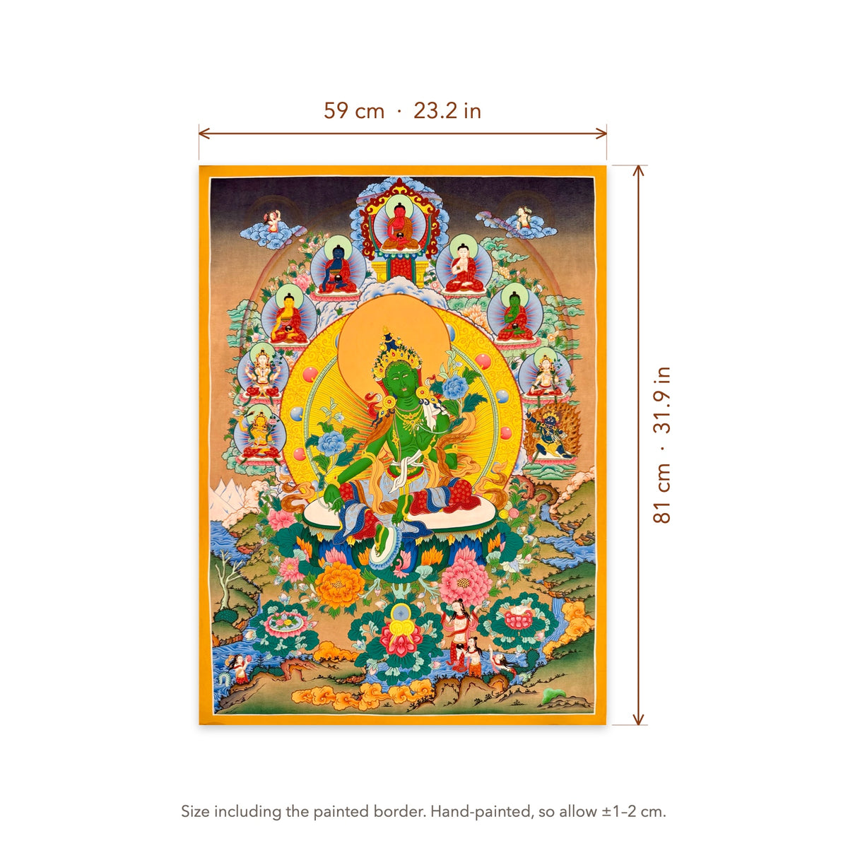 Size diagram: 59 × 81 cm (23.2 × 31.9 in), including the painted border