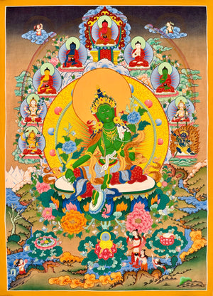 绿度母唐卡 – 59×81 cm · 大师级