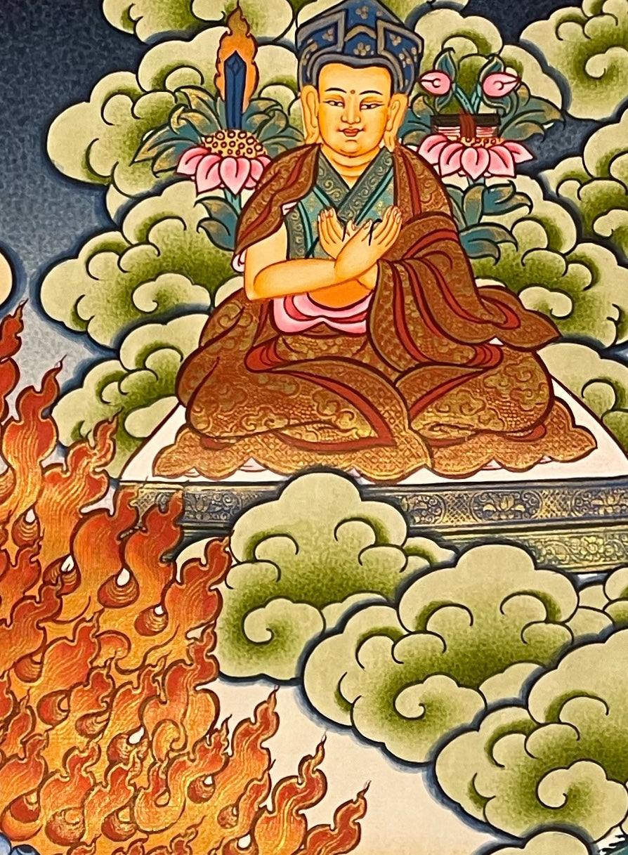 Yamantaka thangka, detail: top-right corner