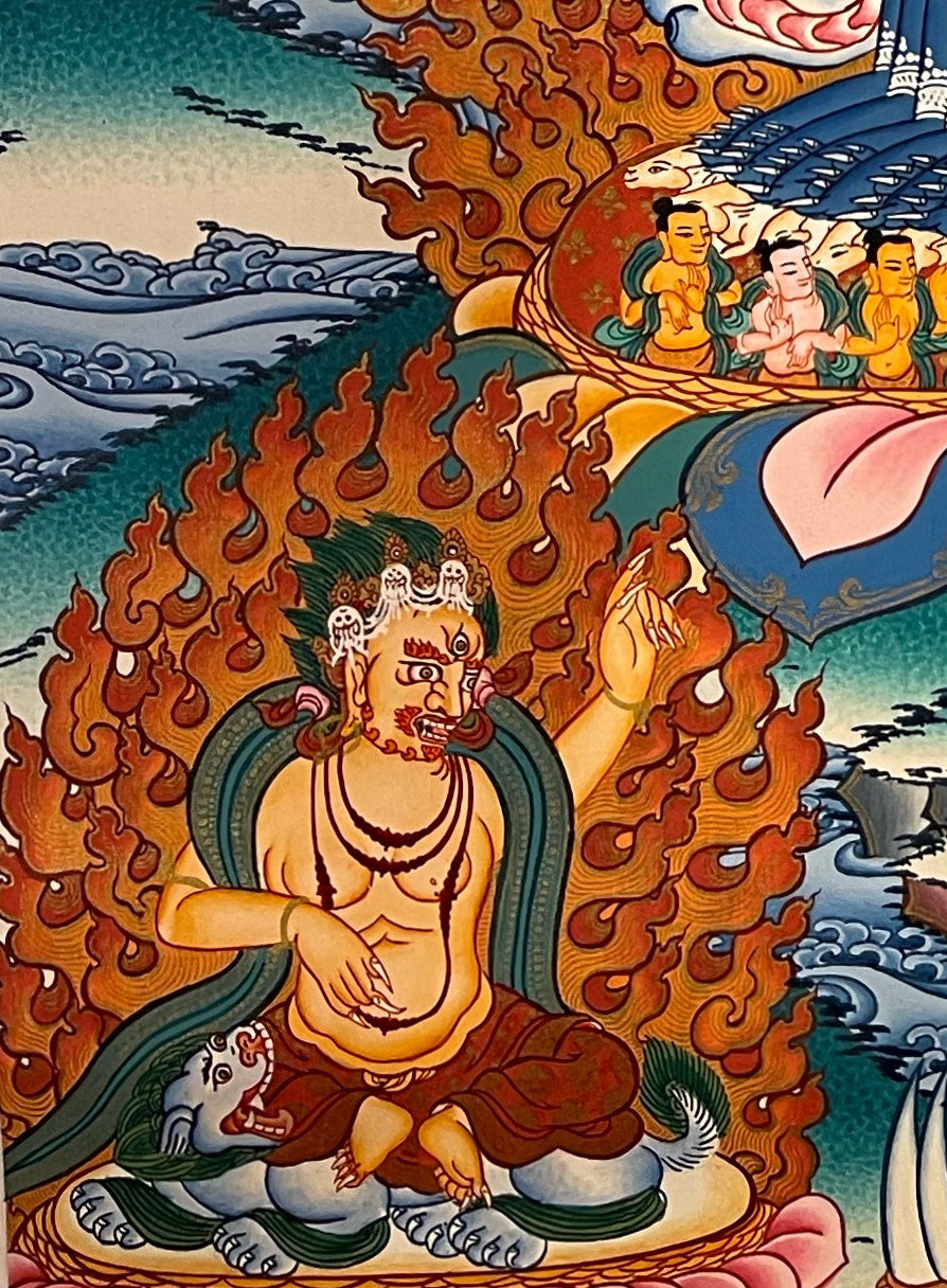 Yamantaka thangka, detail: bottom-left corner