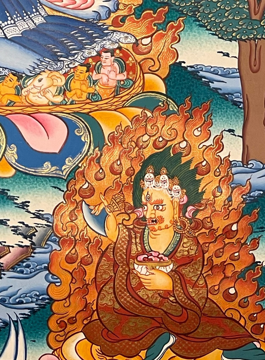 Yamantaka thangka, detail: bottom-right corner