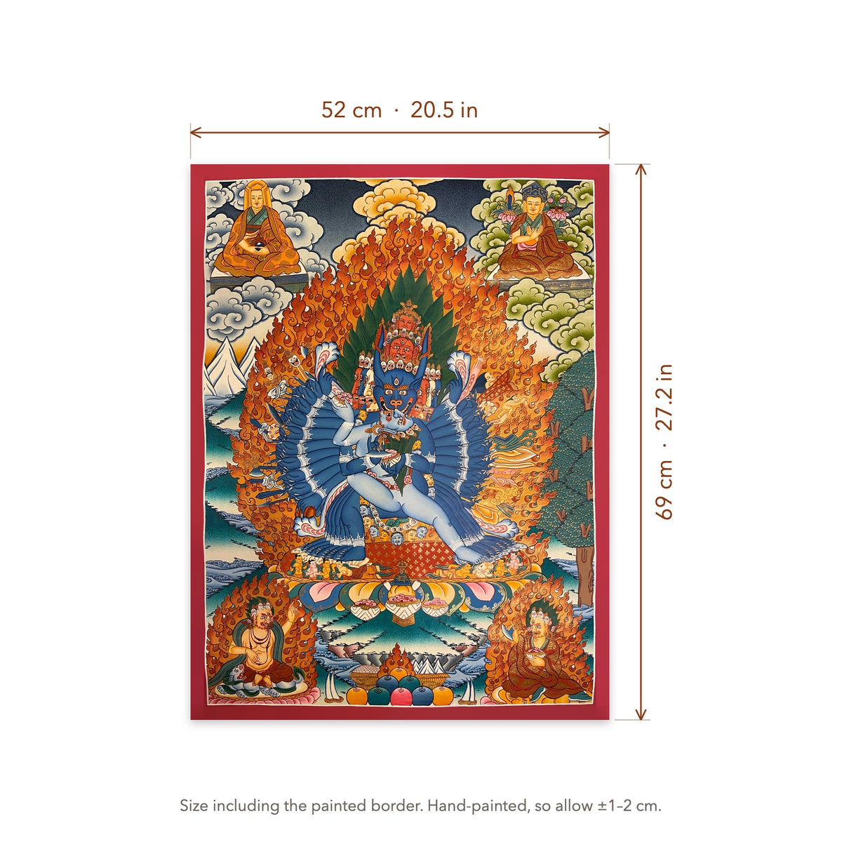 Size diagram: 52 × 69 cm (20.5 × 27.2 in), including the painted border
