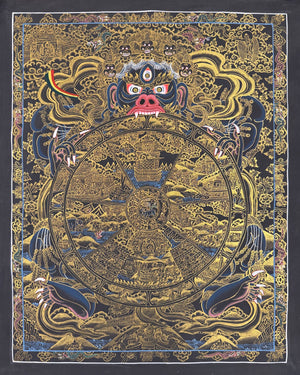 Wheel of Life Thangka – 45×57 cm, Classic Grade