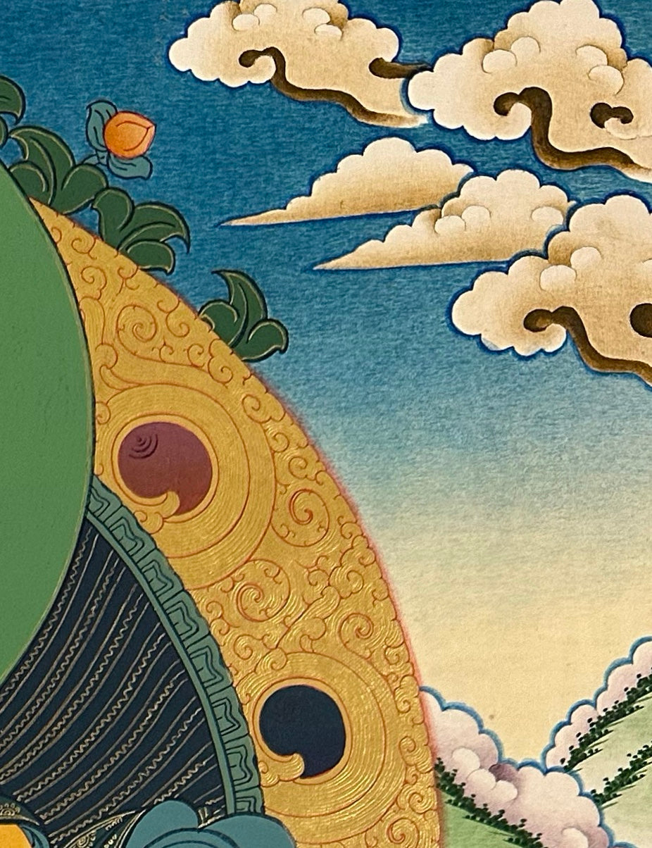 Vaishravana thangka, detail: top-right corner