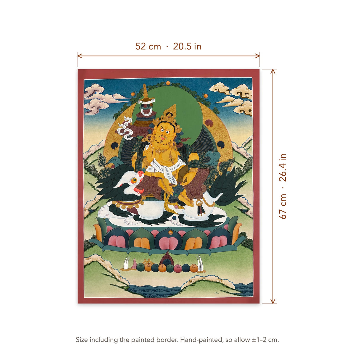 Size diagram: 52 × 67 cm (20.5 × 26.4 in), including the painted border