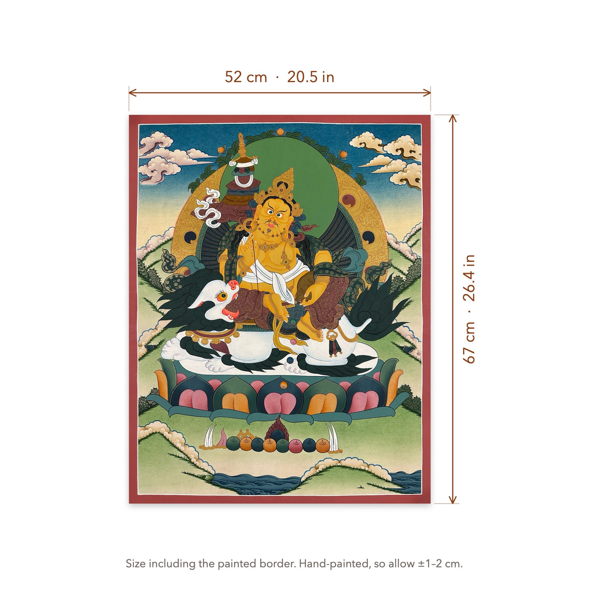 Size diagram: 52 × 67 cm (20.5 × 26.4 in), including the painted border
