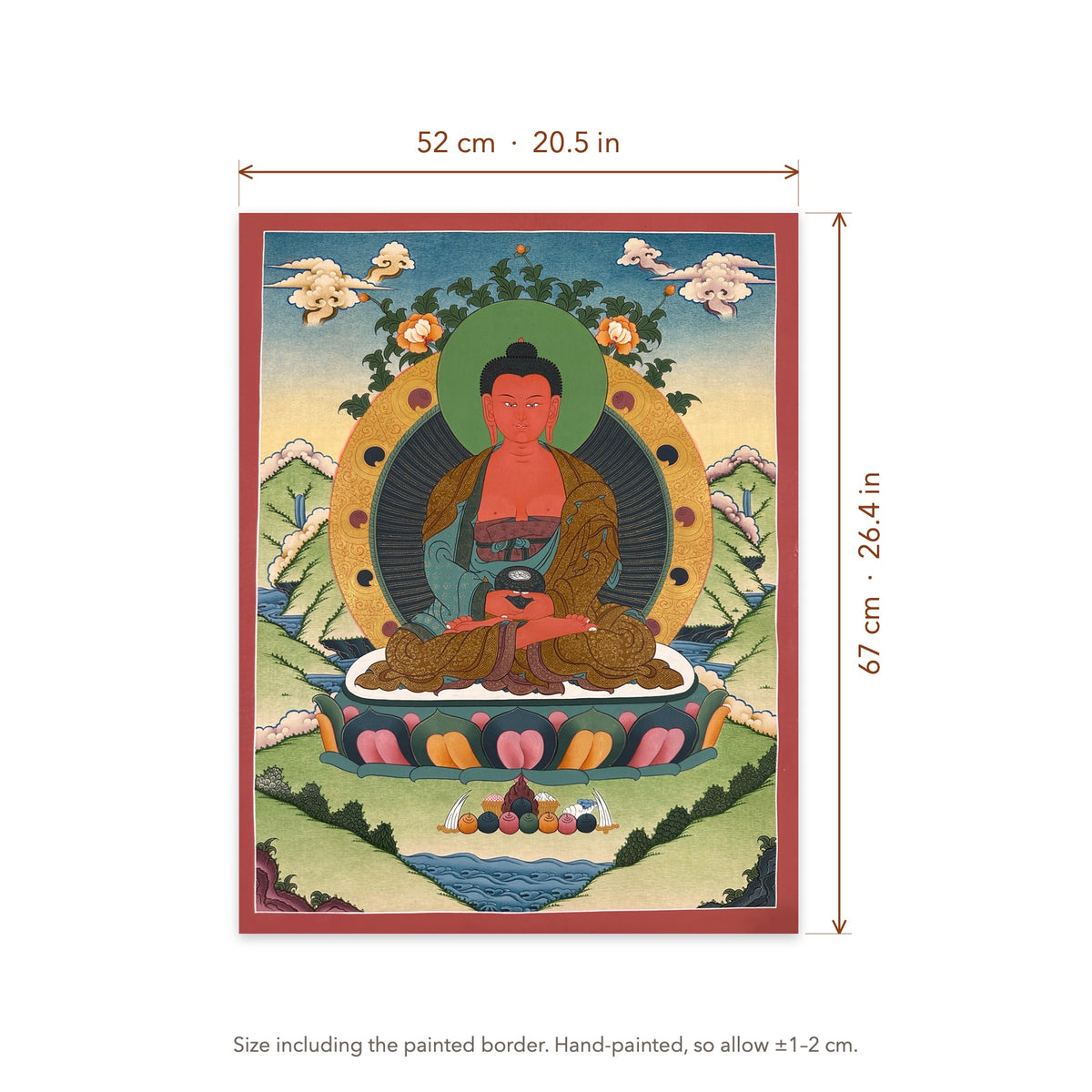 Size diagram: 52 × 67 cm (20.5 × 26.4 in), including the painted border