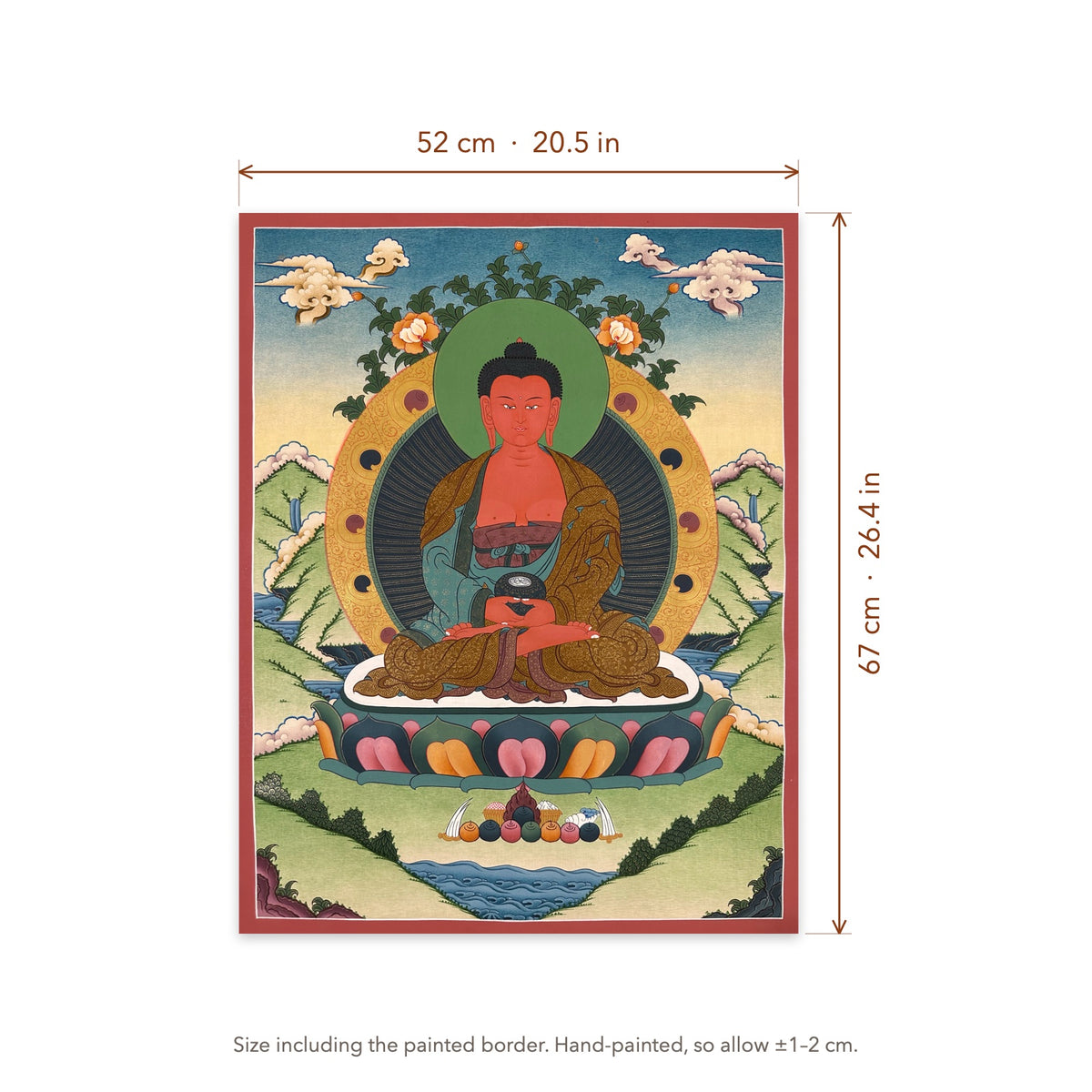 Size diagram: 52 × 67 cm (20.5 × 26.4 in), including the painted border