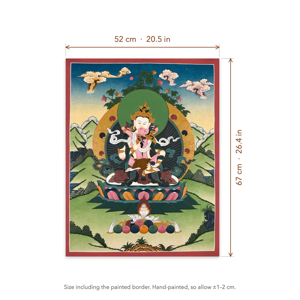Size diagram: 52 × 67 cm (20.5 × 26.4 in), including the painted border