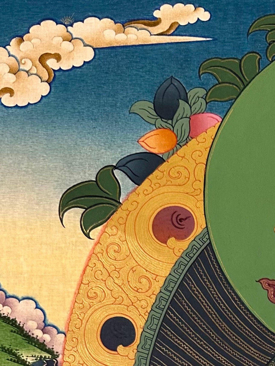 Jambhala thangka, detail: top-left corner
