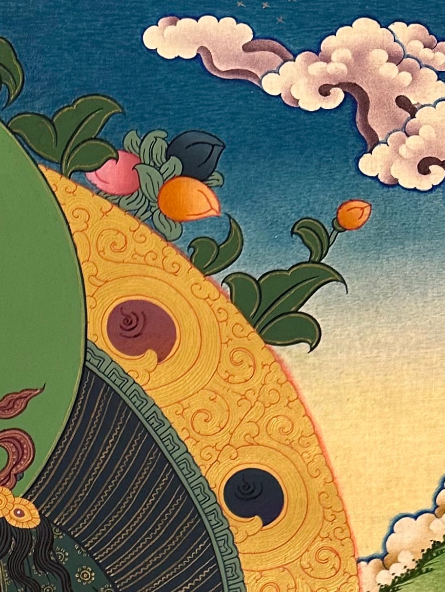 Jambhala thangka, detail: top-right corner