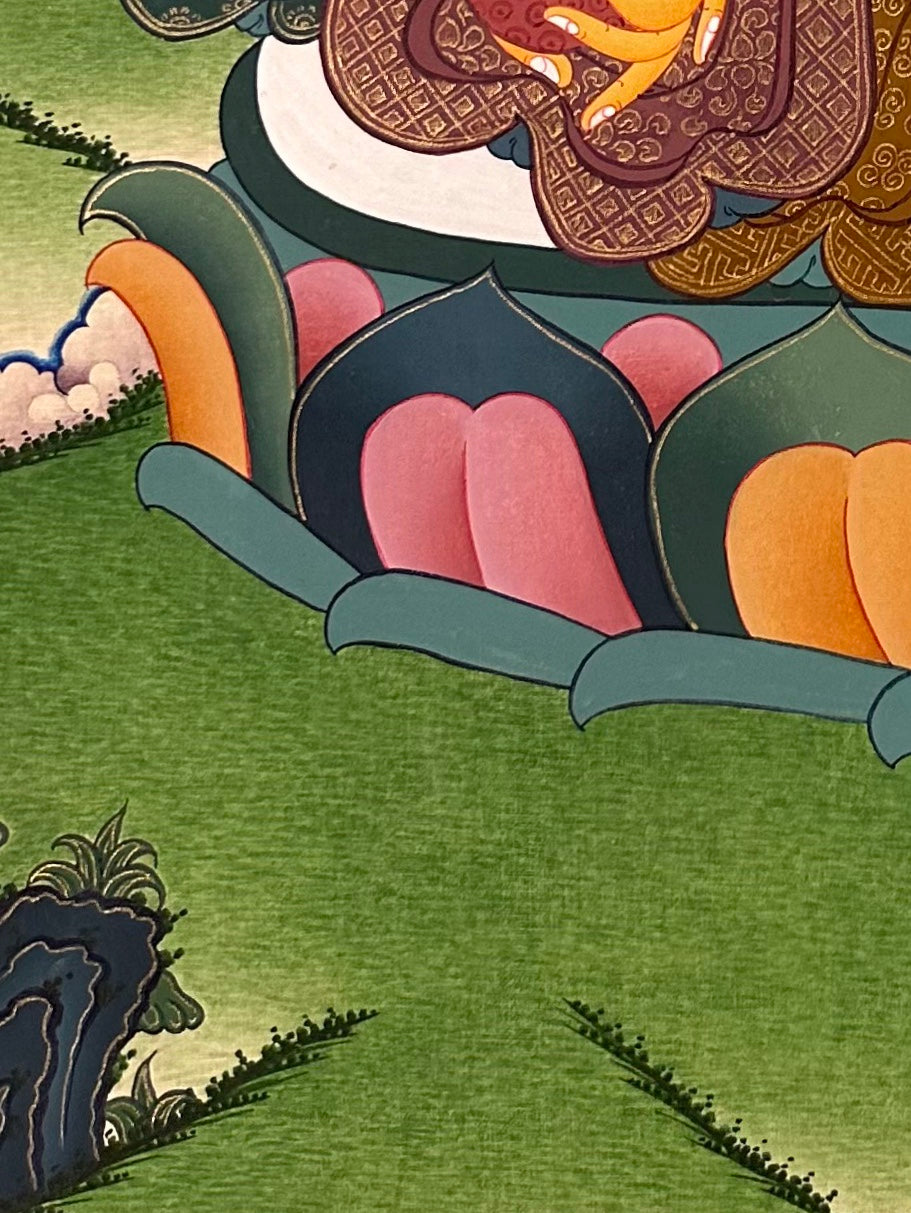 Jambhala thangka, detail: bottom-left corner