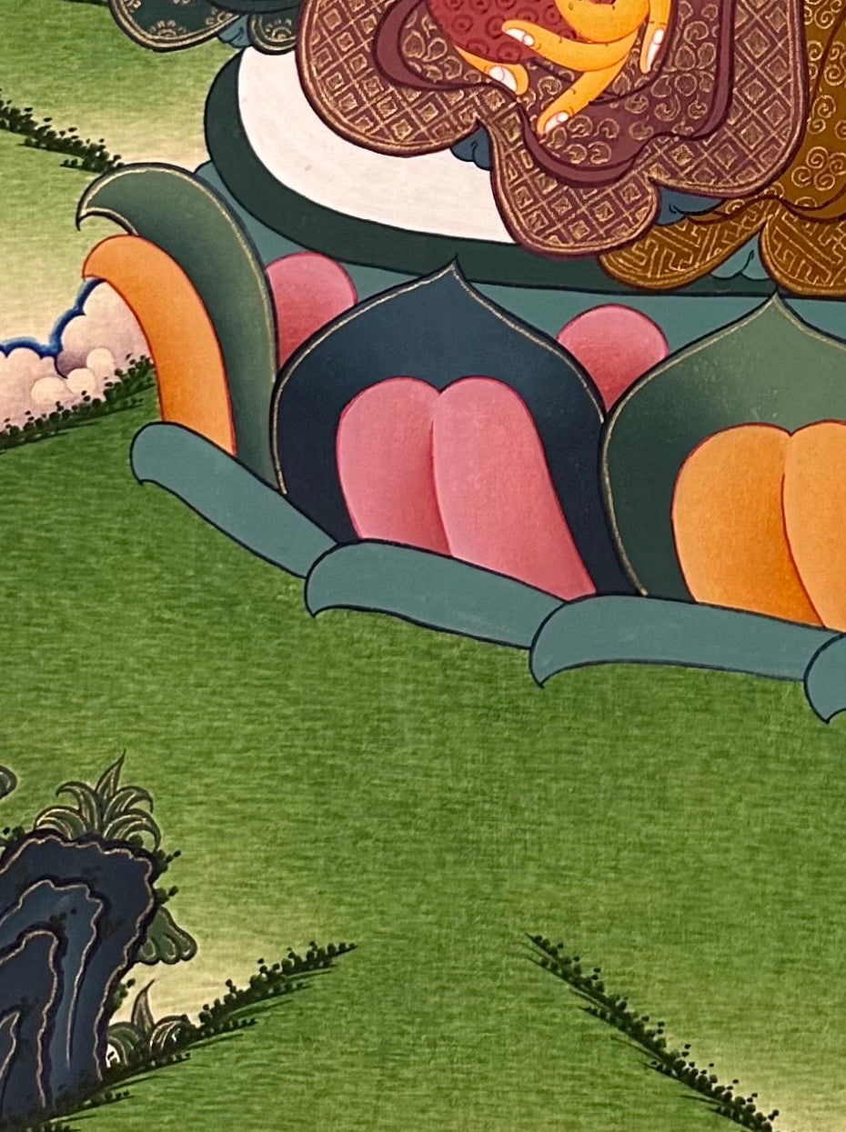 Jambhala thangka, detail: bottom-left corner