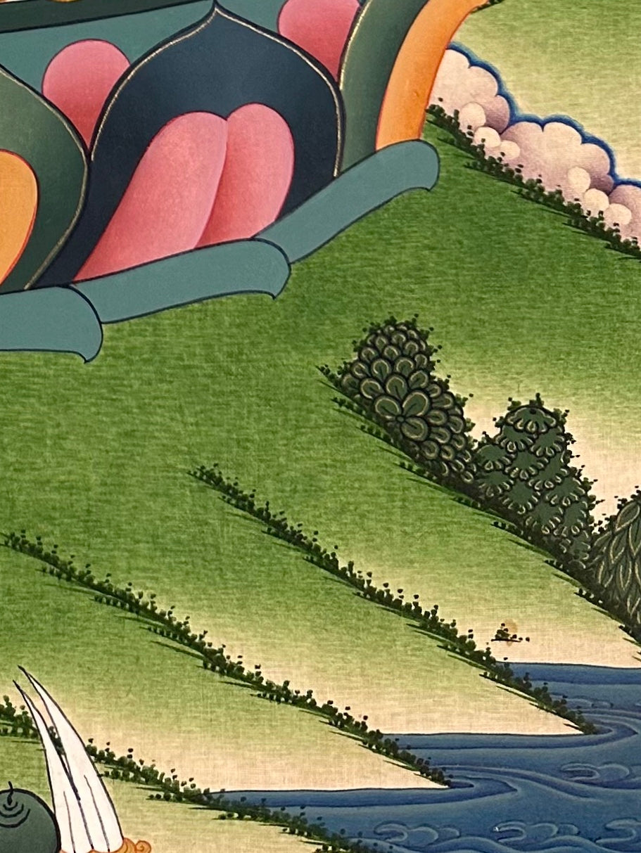 Jambhala thangka, detail: bottom-right corner