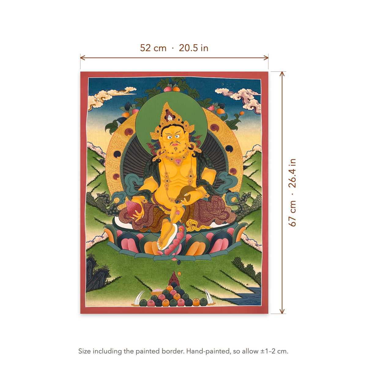Size diagram: 52 × 67 cm (20.5 × 26.4 in), including the painted border