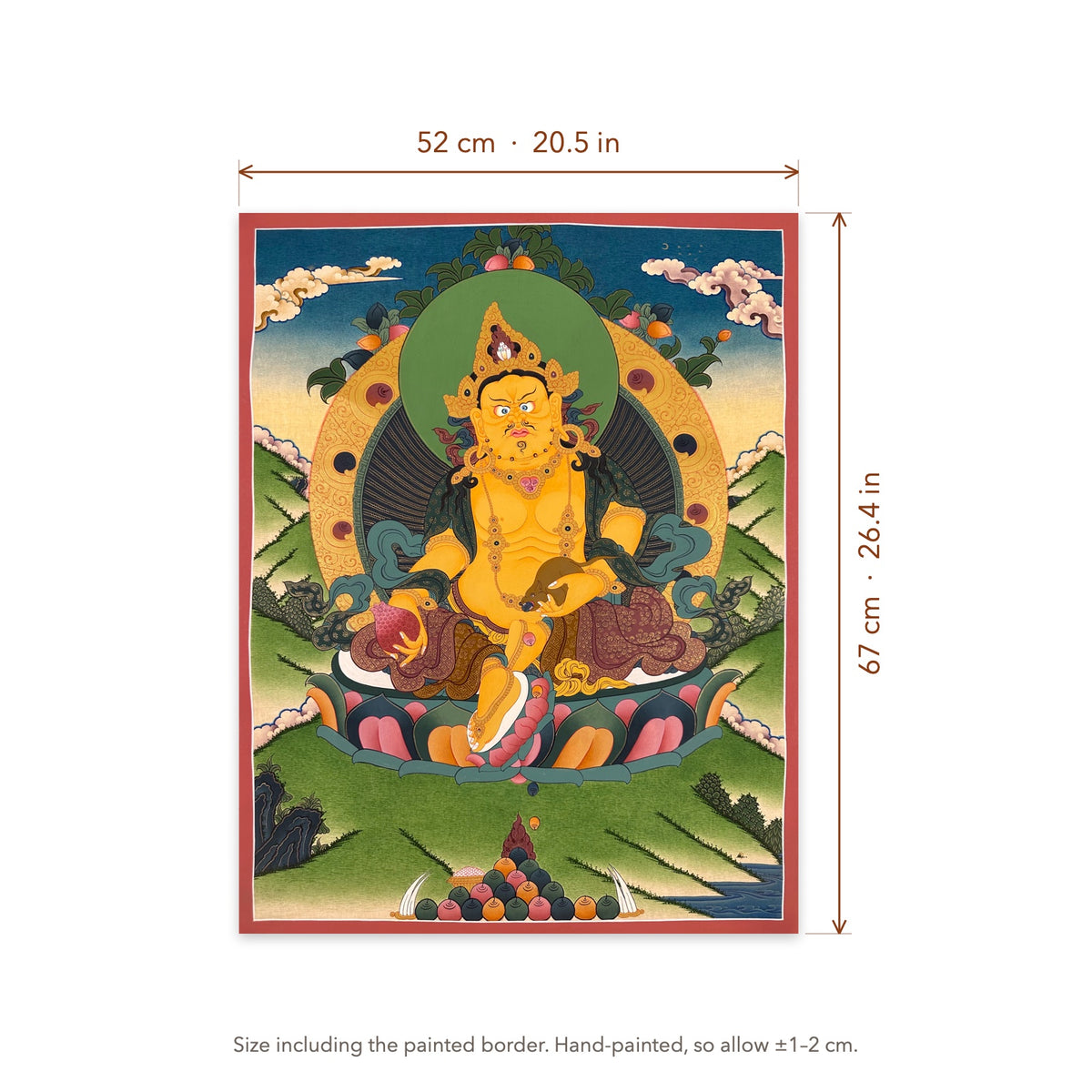 Size diagram: 52 × 67 cm (20.5 × 26.4 in), including the painted border