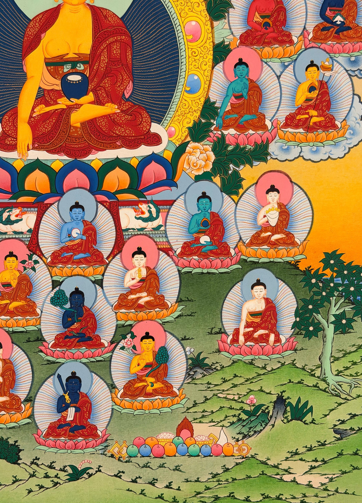 35 Confession Buddhas thangka, close-up photo 2 of 5