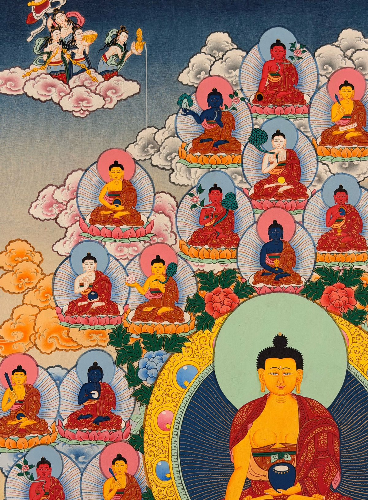 35 Confession Buddhas thangka, close-up photo 3 of 5