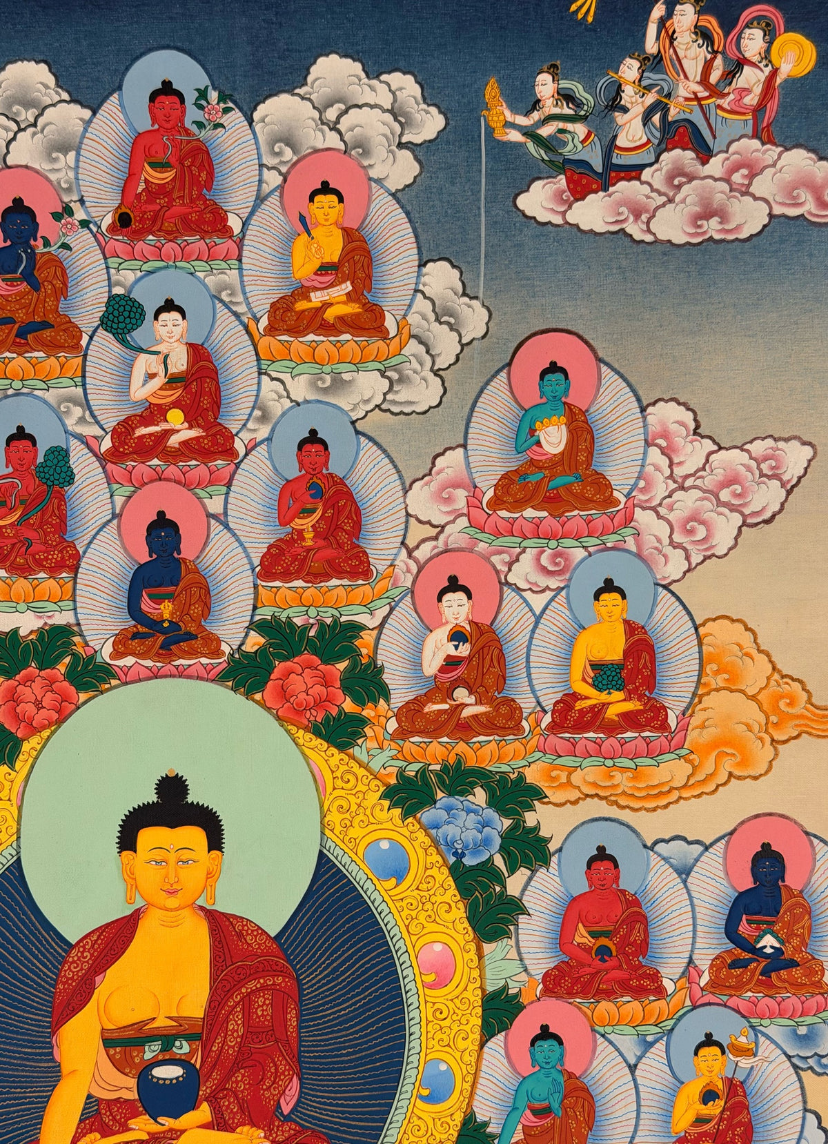 35 Confession Buddhas thangka, close-up photo 4 of 5