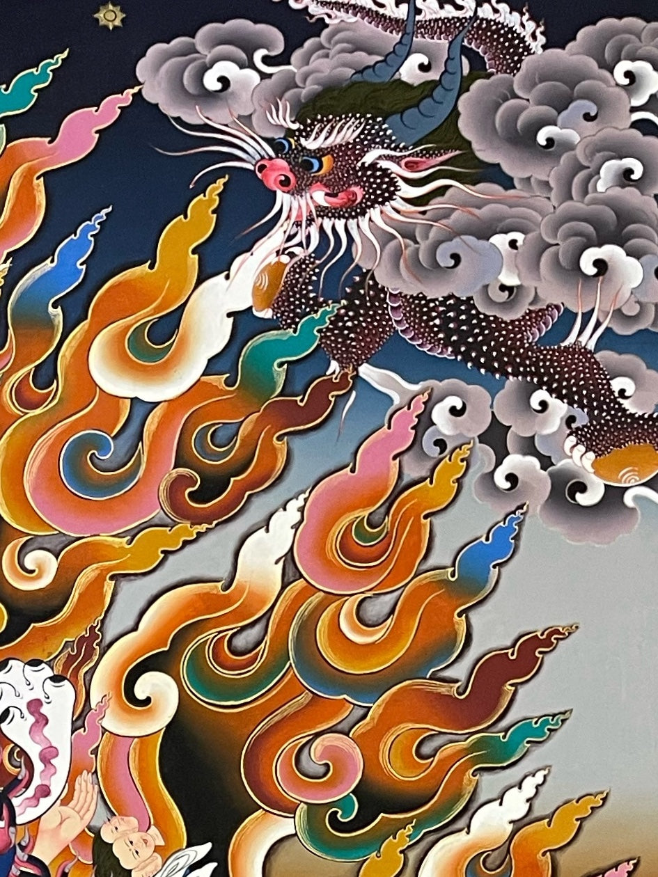 Yamantaka thangka, detail: top-right corner