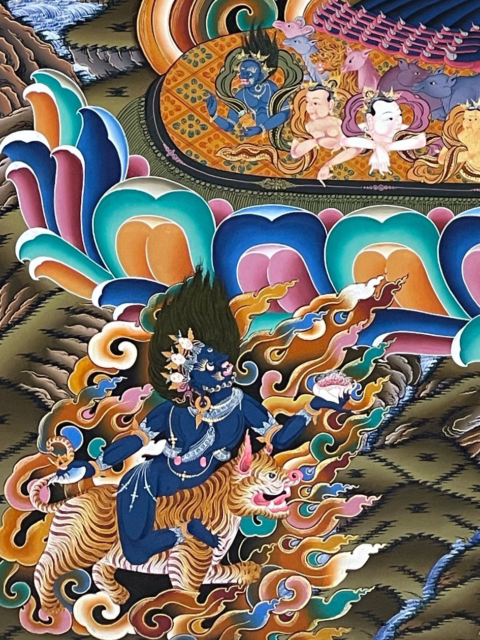 Yamantaka thangka, detail: bottom-left corner