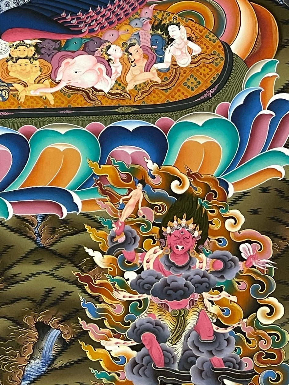 Yamantaka thangka, detail: bottom-right corner