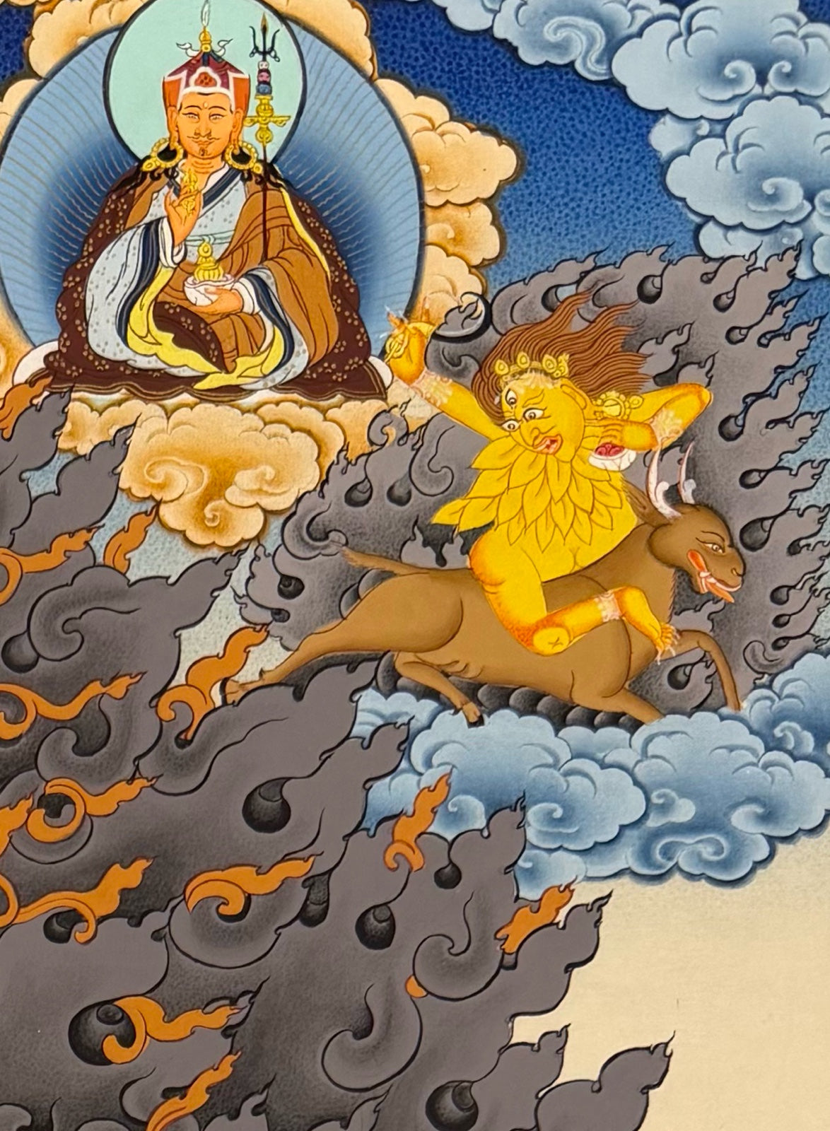 Palden Lhamo thangka, detail: top-right corner
