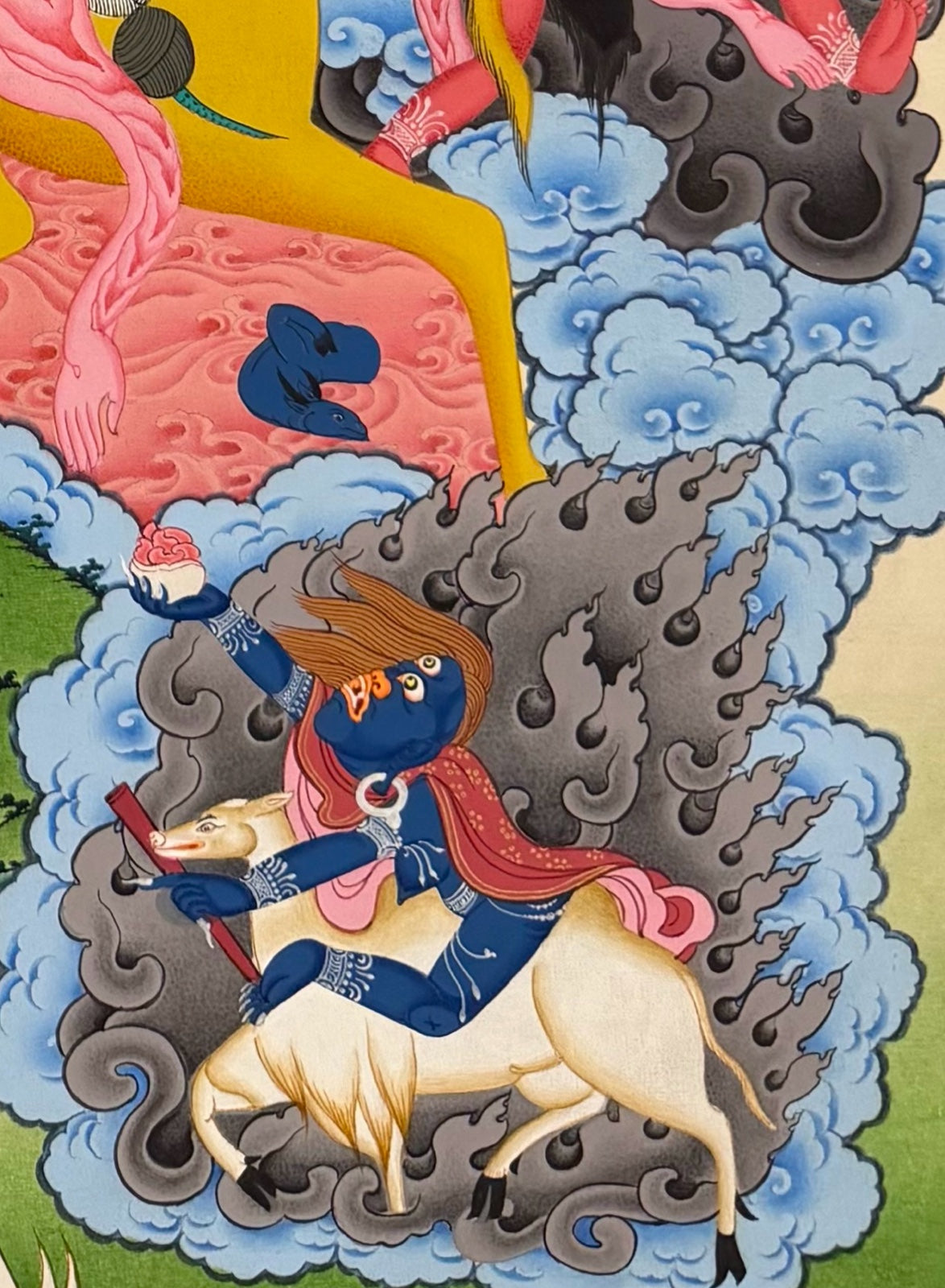 Palden Lhamo thangka, detail: bottom-right corner