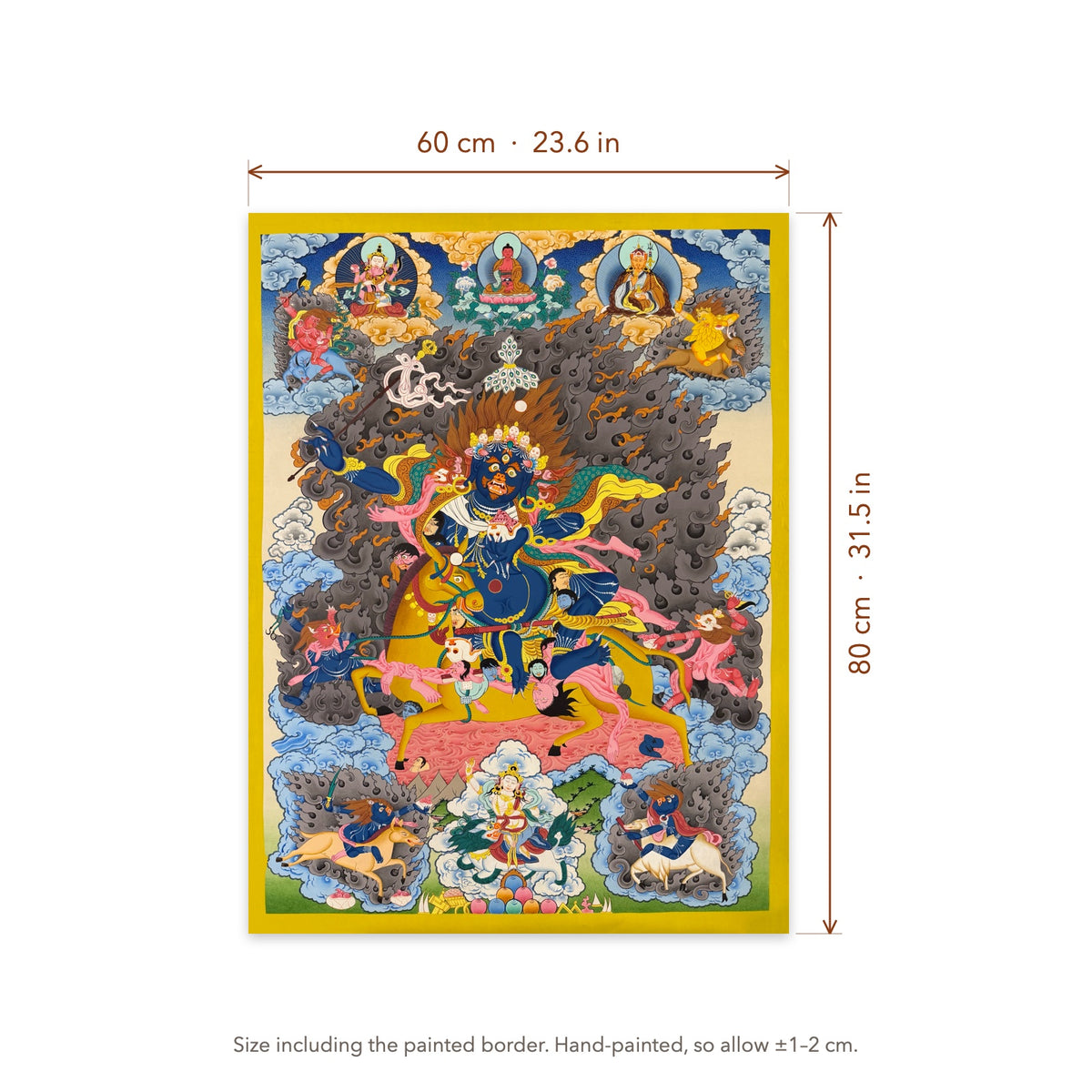 Size diagram: 60 × 80 cm (23.6 × 31.5 in), including the painted border