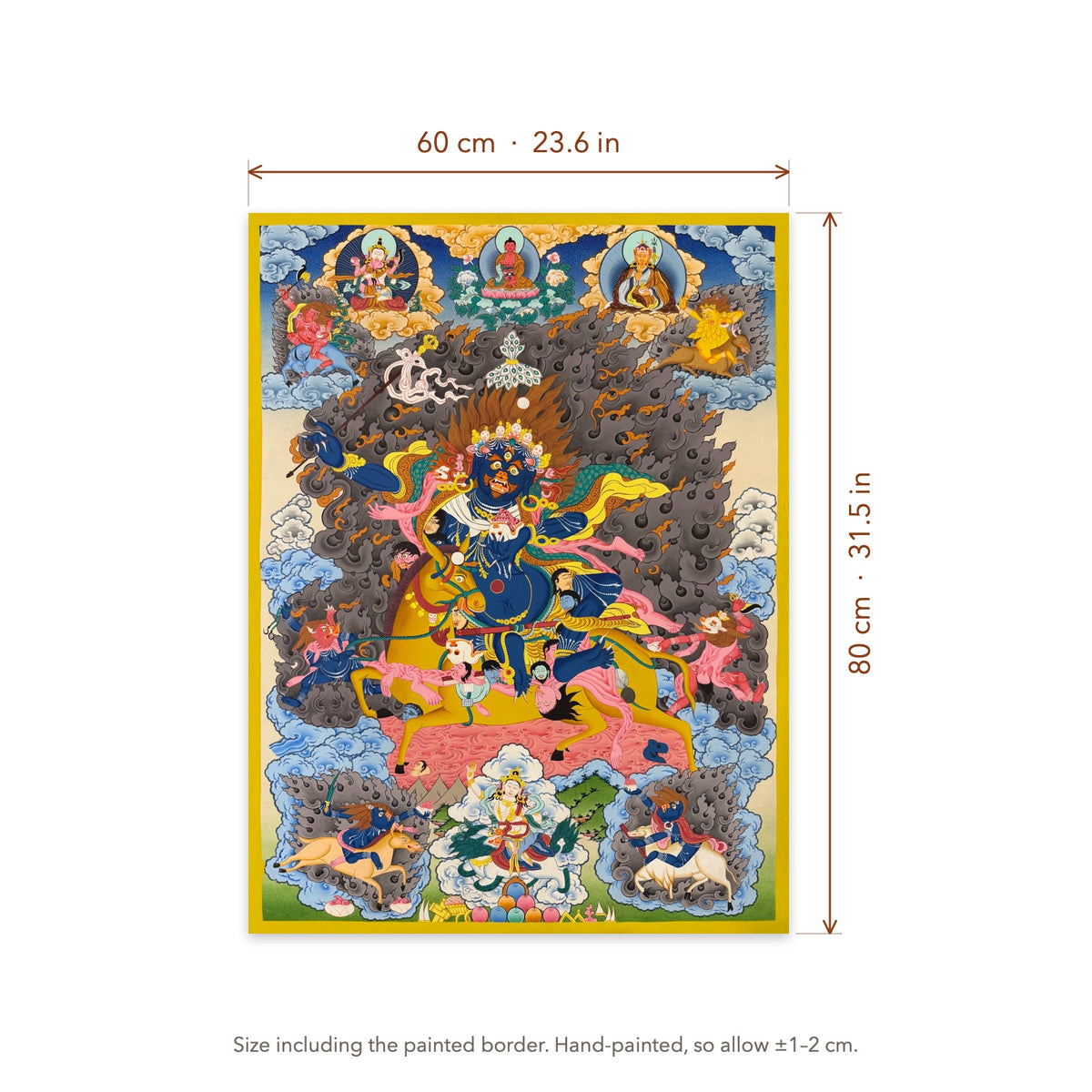 Size diagram: 60 × 80 cm (23.6 × 31.5 in), including the painted border