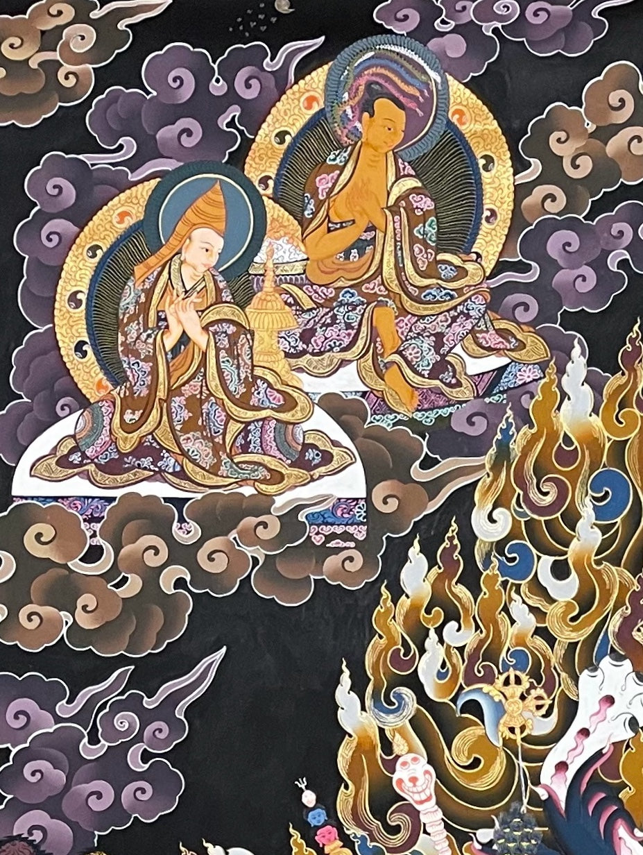 Yamantaka thangka, detail: top-left corner