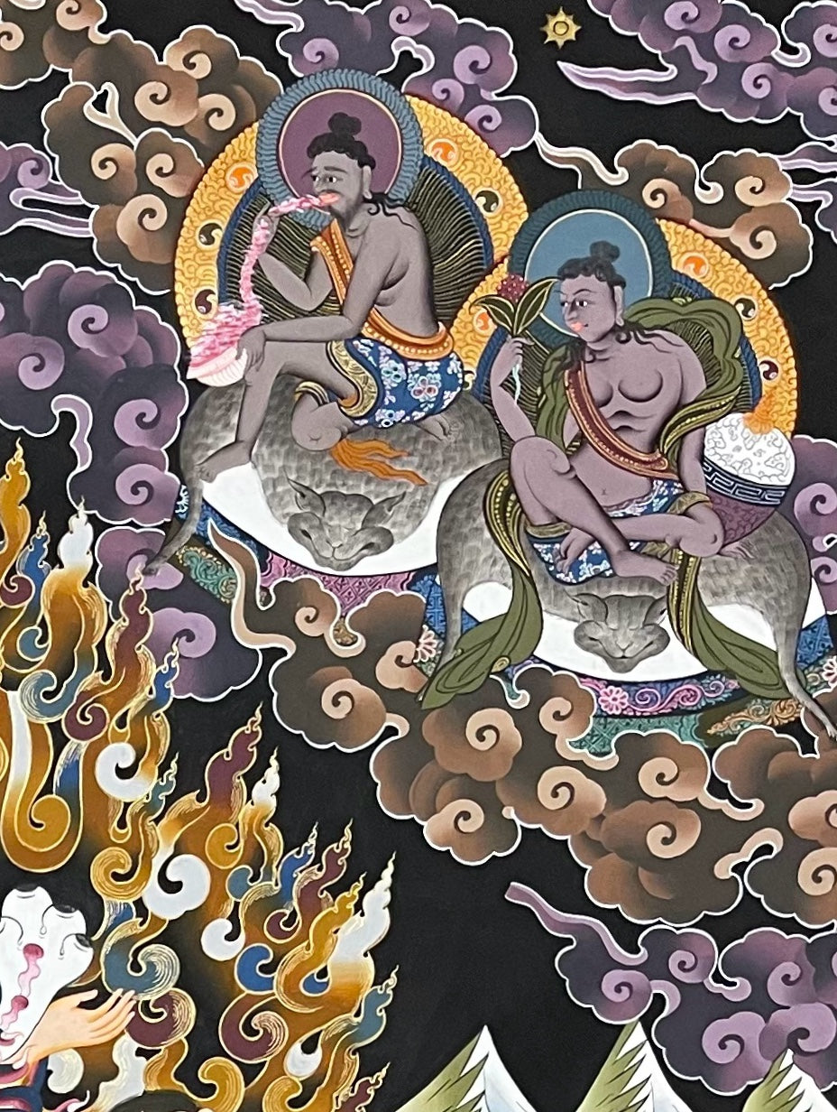 Yamantaka thangka, detail: top-right corner
