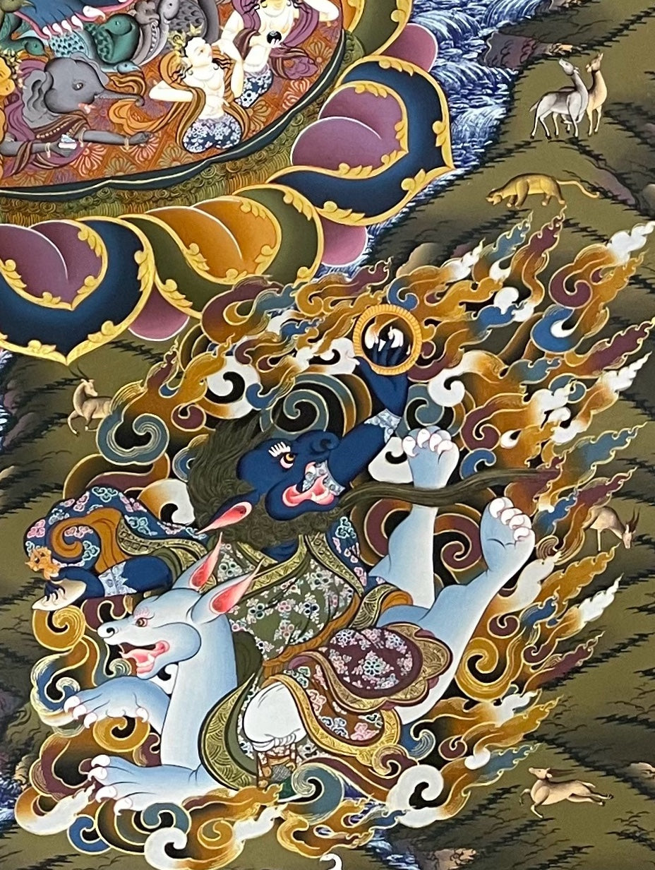 Yamantaka thangka, detail: bottom-right corner