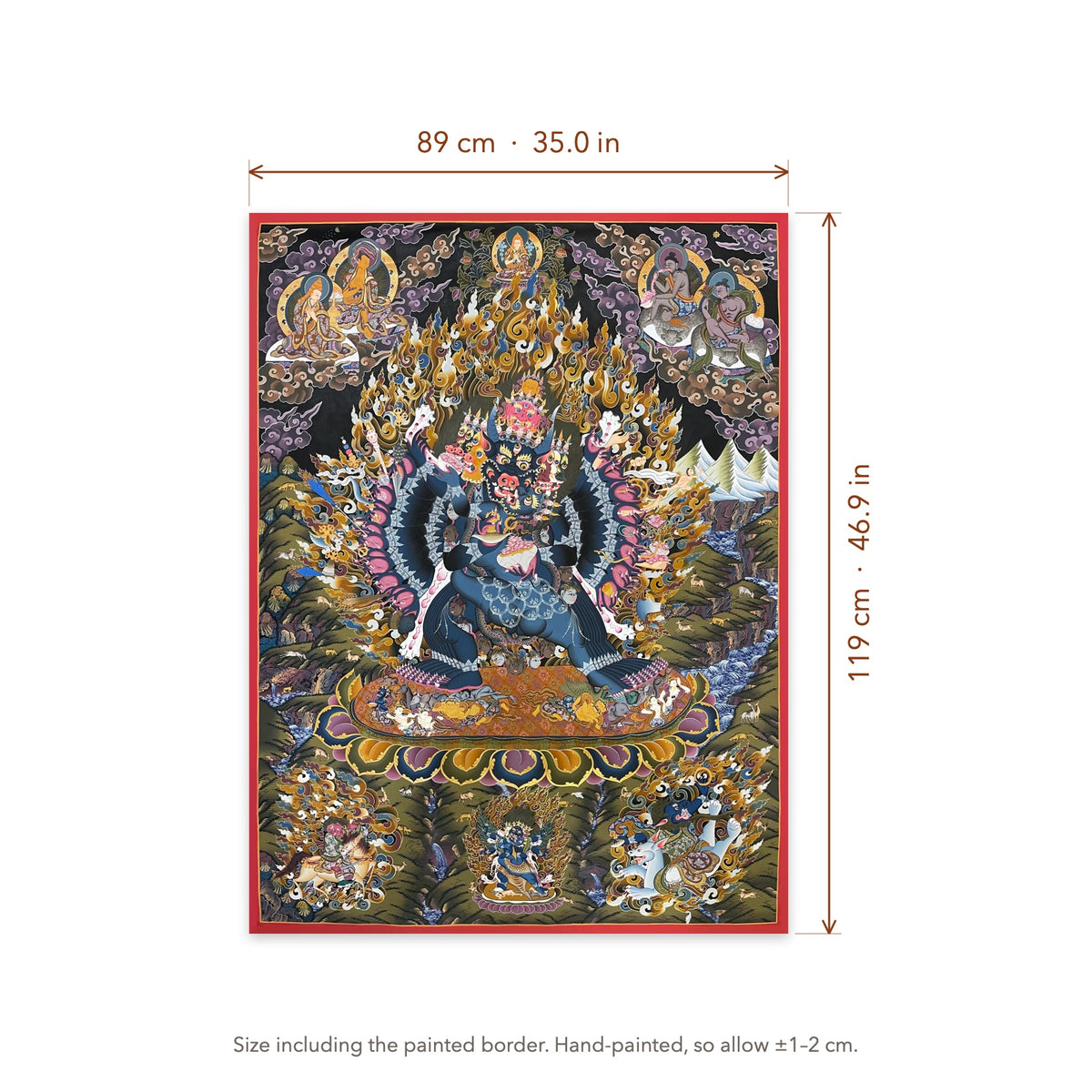 Size diagram: 89 × 119 cm (35.0 × 46.9 in), including the painted border