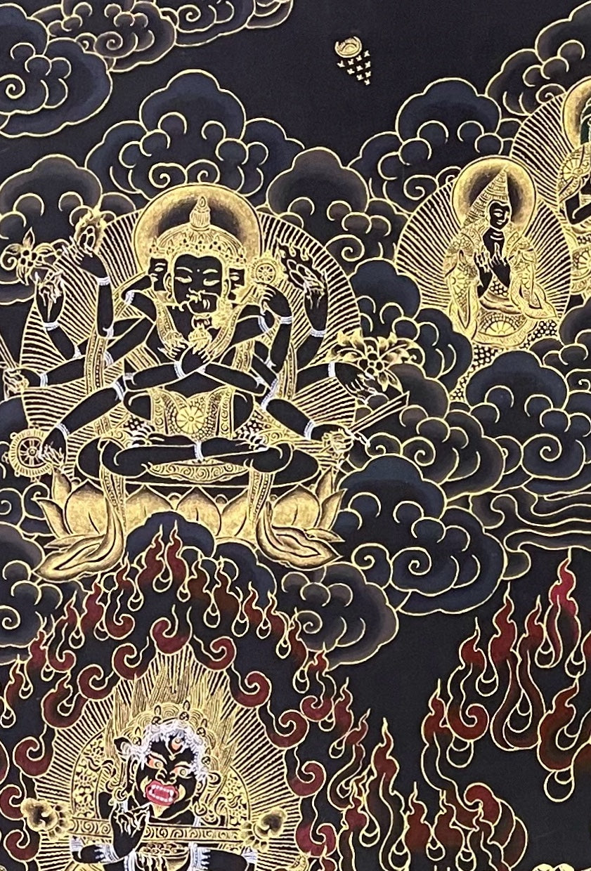 Yamantaka thangka, detail: top-left corner