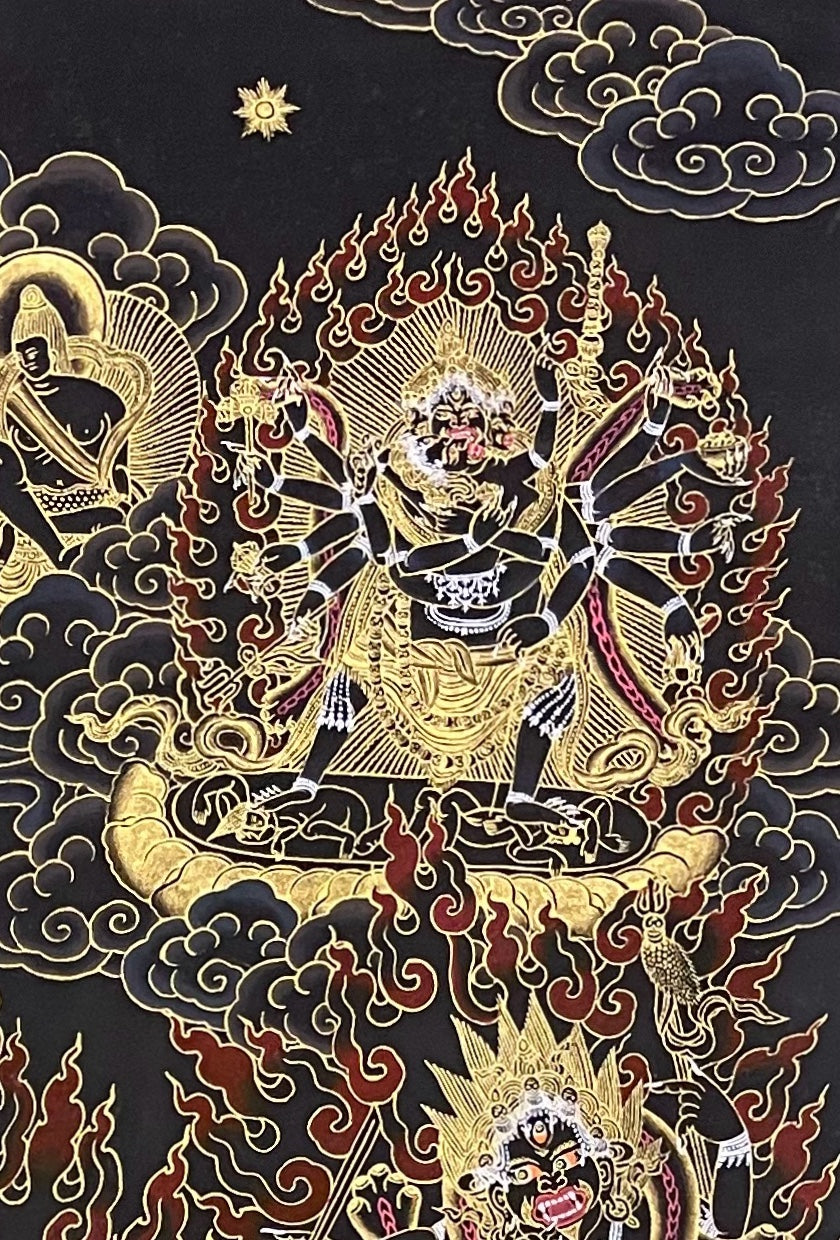 Yamantaka thangka, detail: top-right corner
