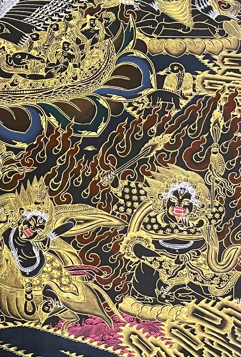 Yamantaka thangka, detail: bottom-right corner
