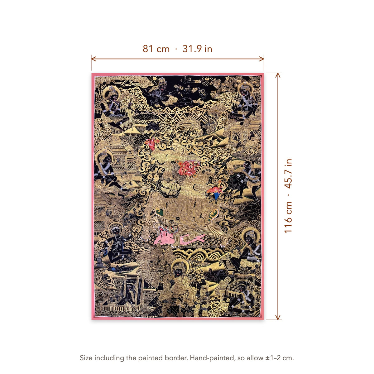 Size diagram: 81 × 116 cm (31.9 × 45.7 in), including the painted border
