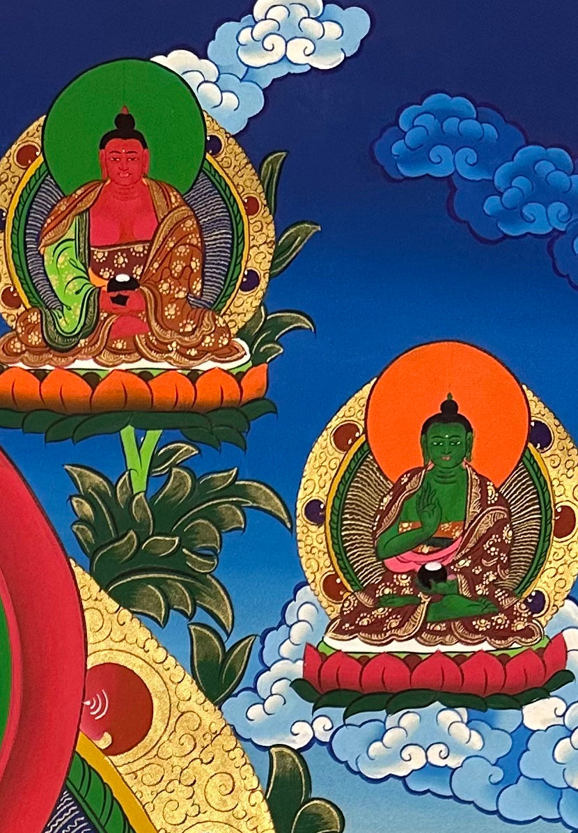Vajrasattva thangka, detail: top-right corner